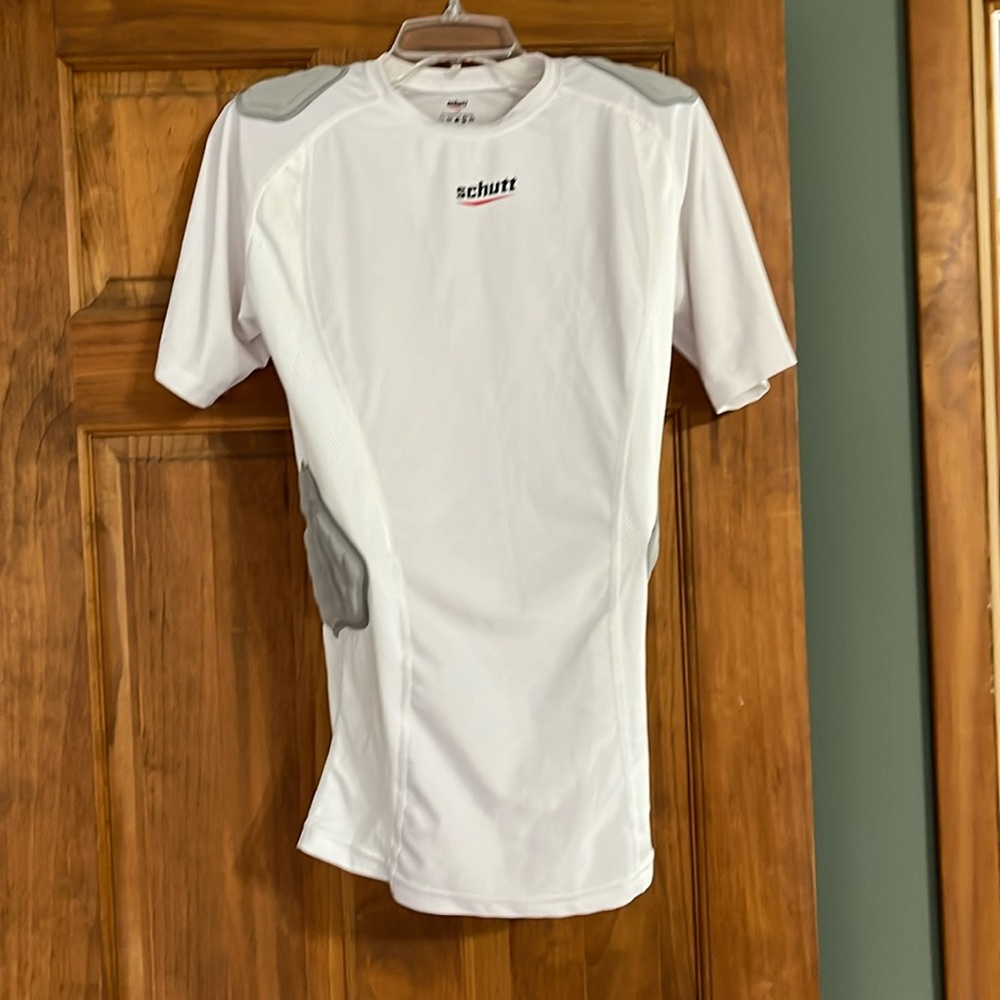 Schutt Adult Integrated Padded Shirt,  for football, white, size M